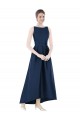 Bleu marine foncé Trapèze Bateau Satiné Longue Asymétrique Robes demoiselle d'honneur Prix Réduit
