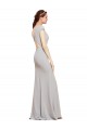 Bleu marine foncé Trapèze Col Bateau Crêpe Stretch Longue Formelles Robes demoiselle d'honneur / Robes de soirée / Robes de bal Prix Réduit