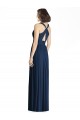 Bleu marine foncé Trapèze Col V Mousseline Longue Robes demoiselle d'honneur Prix Réduit