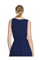 Bleu marine foncé Trapèze Col V Mousseline Longue Robes demoiselle d'honneur Prix Réduit