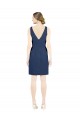 Bleu marine foncé Trapèze Col V Satiné Courte Robes demoiselle d'honneur / Robes de cocktail Prix Réduit