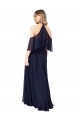 Bleu marine foncé Trapèze Licou Col Haut Mousseline Longue Robes demoiselle d'honneur Prix Réduit