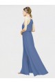 Bleu marine foncé Trapèze Licou Mousseline Longue Robes demoiselle d'honneur Prix Réduit
