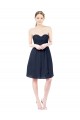 Bleu marine foncé Trapèze Mousseline Courte Robes demoiselle d'honneur / Robes de cocktail Prix Réduit