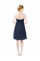 Bleu marine foncé Trapèze Mousseline Courte Robes demoiselle d'honneur / Robes de cocktail Prix Réduit