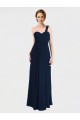 Bleu marine foncé Trapèze Mousseline Longue Robes demoiselle d'honneur Prix Réduit