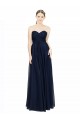 Bleu marine foncé Trapèze Sans bretelle Mousseline Longue Robes demoiselle d'honneur Prix Réduit