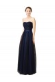 Bleu marine foncé Trapèze Sans bretelle Tulle Longue Robes demoiselle d'honneur Prix Réduit