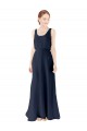 Bleu marine foncé Trapèze Scoop Mousseline Longue Robes demoiselle d'honneur Prix Réduit