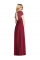 Bleu marine foncé Trompette Col V Mousseline Longue Robes demoiselle d'honneur Prix Réduit