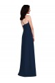 Bleu marine foncé Trompette Licou Crêpe Stretch Longue Robes demoiselle d'honneur Prix Réduit