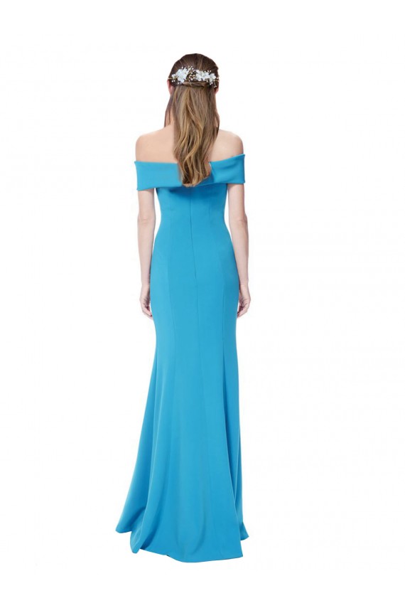 Bleu paon Fourreau Épaule Dénudée Crêpe Stretch Longue Formelles Robes demoiselle d'honneur / Robes de soirée / Robes de bal Prix Réduit