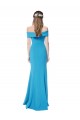 Bleu paon Fourreau Épaule Dénudée Crêpe Stretch Longue Formelles Robes demoiselle d'honneur / Robes de soirée / Robes de bal Prix Réduit
