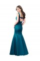 Bleu paon Sirène Bateau Satiné Longue Robes demoiselle d'honneur / Robes de bal Prix Réduit