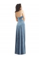 Bleu poussiéreux Fourreau Col Carré Velours Stretch Longue Formelles Robes demoiselle d'honneur / Robes de soirée / Robes de bal Prix Réduit