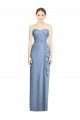 Bleu poussiéreux Fourreau Sans bretelle Mousseline Longue Robes demoiselle d'honneur Prix Réduit