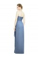 Bleu poussiéreux Fourreau Sans bretelle Mousseline Longue Robes demoiselle d'honneur Prix Réduit