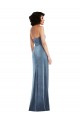 Bleu poussiéreux Fourreau Sans bretelle Velours Stretch Longue Formelles Robes demoiselle d'honneur / Robes de soirée / Robes de bal Prix Réduit