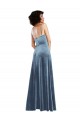 Bleu poussiéreux Fourreau Velours Stretch Longue Robes demoiselle d'honneur / Robes de bal Prix Réduit