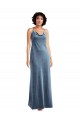 Bleu poussiéreux Fourreau Velours Stretch Longue Robes demoiselle d'honneur / Robes de bal Prix Réduit
