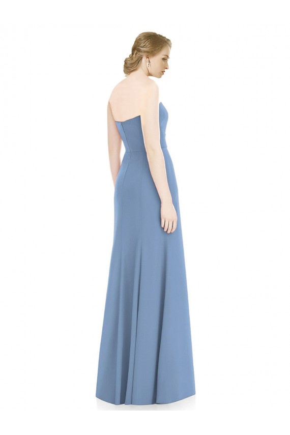 Bleu poussiéreux Sirène Sans bretelle Mousseline Longue Robes demoiselle d'honneur Prix Réduit