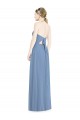Bleu poussiéreux Trapèze Licou Mousseline Longue Robes demoiselle d'honneur Prix Réduit