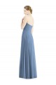 Bleu poussiéreux Trapèze Mousseline Longue Robes demoiselle d'honneur Prix Réduit