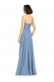 Bleu poussiéreux Trapèze Mousseline Longue Robes demoiselle d'honneur Prix Réduit