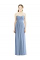Bleu poussiéreux Trapèze Sans bretelle Mousseline Longue Robes demoiselle d'honneur Prix Réduit