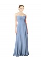 Bleu poussiéreux Trapèze Sans bretelle Mousseline Longue Robes demoiselle d'honneur Prix Réduit