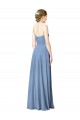 Bleu poussiéreux Trapèze Sans bretelle Mousseline Longue Robes demoiselle d'honneur Prix Réduit