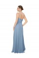 Bleu poussiéreux Trapèze Sans bretelle Mousseline Longue Robes demoiselle d'honneur Prix Réduit