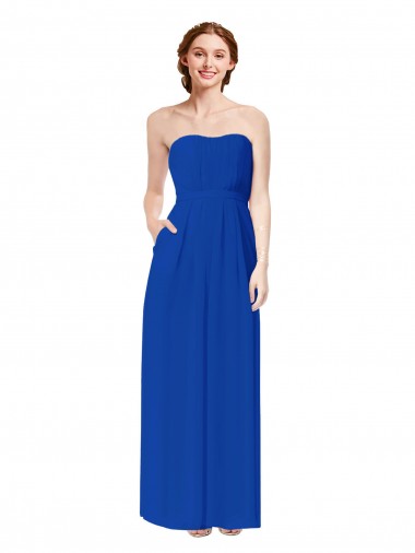 Bleu roi Fourreau Mousseline Longue Robes demoiselle d'honneur Prix Réduit