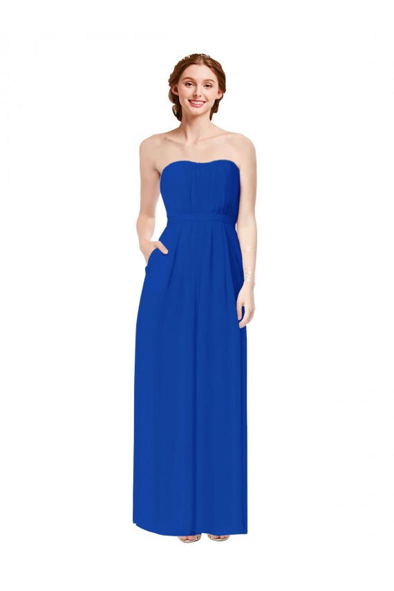 Bleu roi Fourreau Mousseline Longue Robes demoiselle d'honneur Prix Réduit