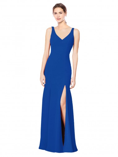 Bleu roi Fourreau Mousseline Longue Robes demoiselle d'honneur Prix Réduit