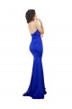 Bleu roi Sirène Col Haut Crêpe Stretch Longue Formelles Robes demoiselle d'honneur / Robes de soirée / Robes de bal Prix Réduit
