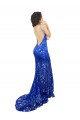 Bleu roi Sirène Col Haut Dentelle Longue Robes demoiselle d'honneur / Robes de bal Prix Réduit