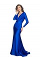 Bleu roi Sirène Col V Satiné Soyeux Longue Formelles Robes demoiselle d'honneur / Robes de soirée / Robes de bal Prix Réduit