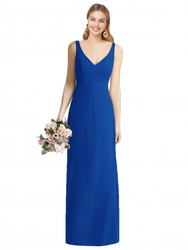 Bleu roi Sirène Sans bretelle Mousseline Longue Robes demoiselle d'honneur Prix Réduit