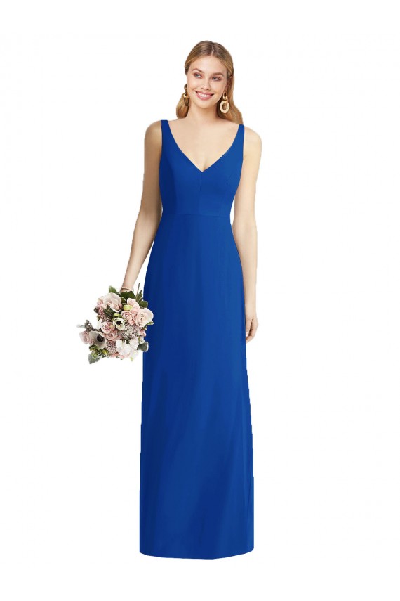 Bleu roi Sirène Sans bretelle Mousseline Longue Robes demoiselle d'honneur Prix Réduit