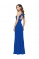 Bleu roi Trapèze Bretelles spaghetti Col V Mousseline Longue Robes demoiselle d'honneur Prix Réduit