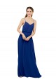 Bleu roi Trapèze Bretelles spaghetti Mousseline Longue Robes demoiselle d'honneur Prix Réduit