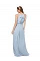 Bleu roi Trapèze Col Haut Mousseline Longue Robes demoiselle d'honneur Prix Réduit