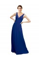 Bleu roi Trapèze Col V Mousseline Longue Robes demoiselle d'honneur Prix Réduit