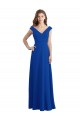 Bleu roi Trapèze Col V Mousseline Longue Robes demoiselle d'honneur Prix Réduit