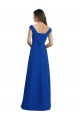 Bleu roi Trapèze Col V Mousseline Longue Robes demoiselle d'honneur Prix Réduit