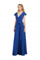 Bleu roi Trapèze Col V Mousseline Longue Robes demoiselle d'honneur Prix Réduit