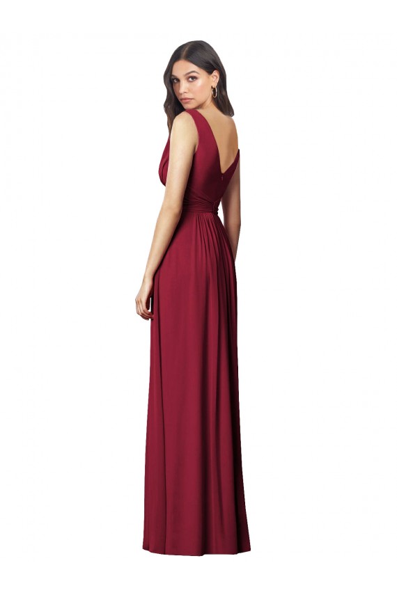 Bleu roi Trapèze Col V Mousseline Longue Robes demoiselle d'honneur Prix Réduit