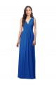 Bleu roi Trapèze Col V Mousseline Longue Robes demoiselle d'honneur Prix Réduit