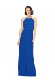 Bleu roi Trapèze Col bijou Mousseline Longue Robes demoiselle d'honneur Prix Réduit